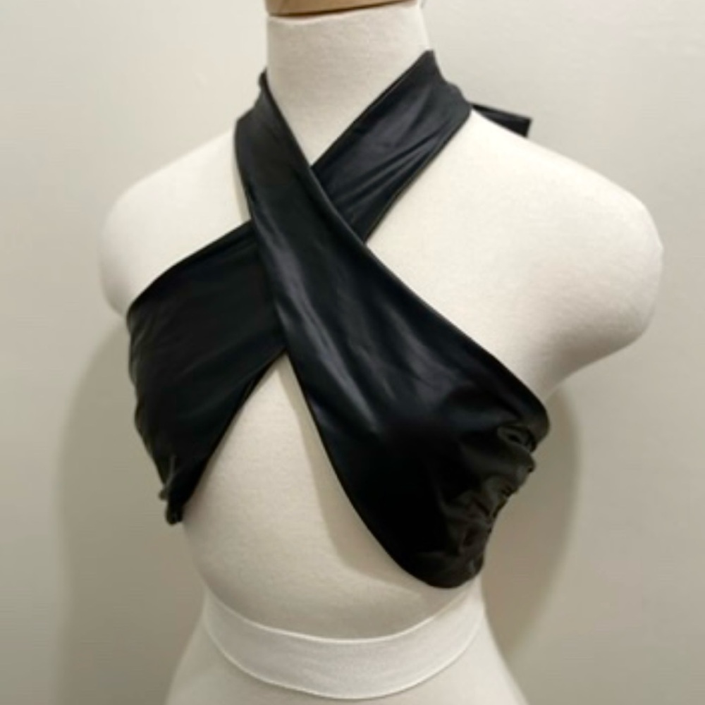 Black Wrap Halter Top - Picture 2 of 4